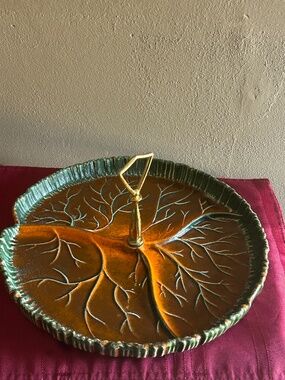 Vintage Royal Haeger Divided Serving Tray with Handle 880-H